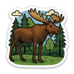 Moose Sticker in Forest