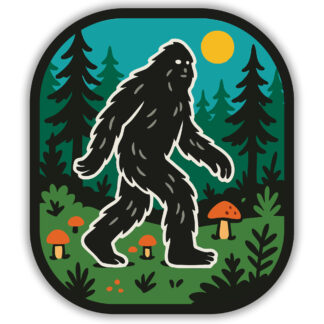 Sasquatch sticker in forrest