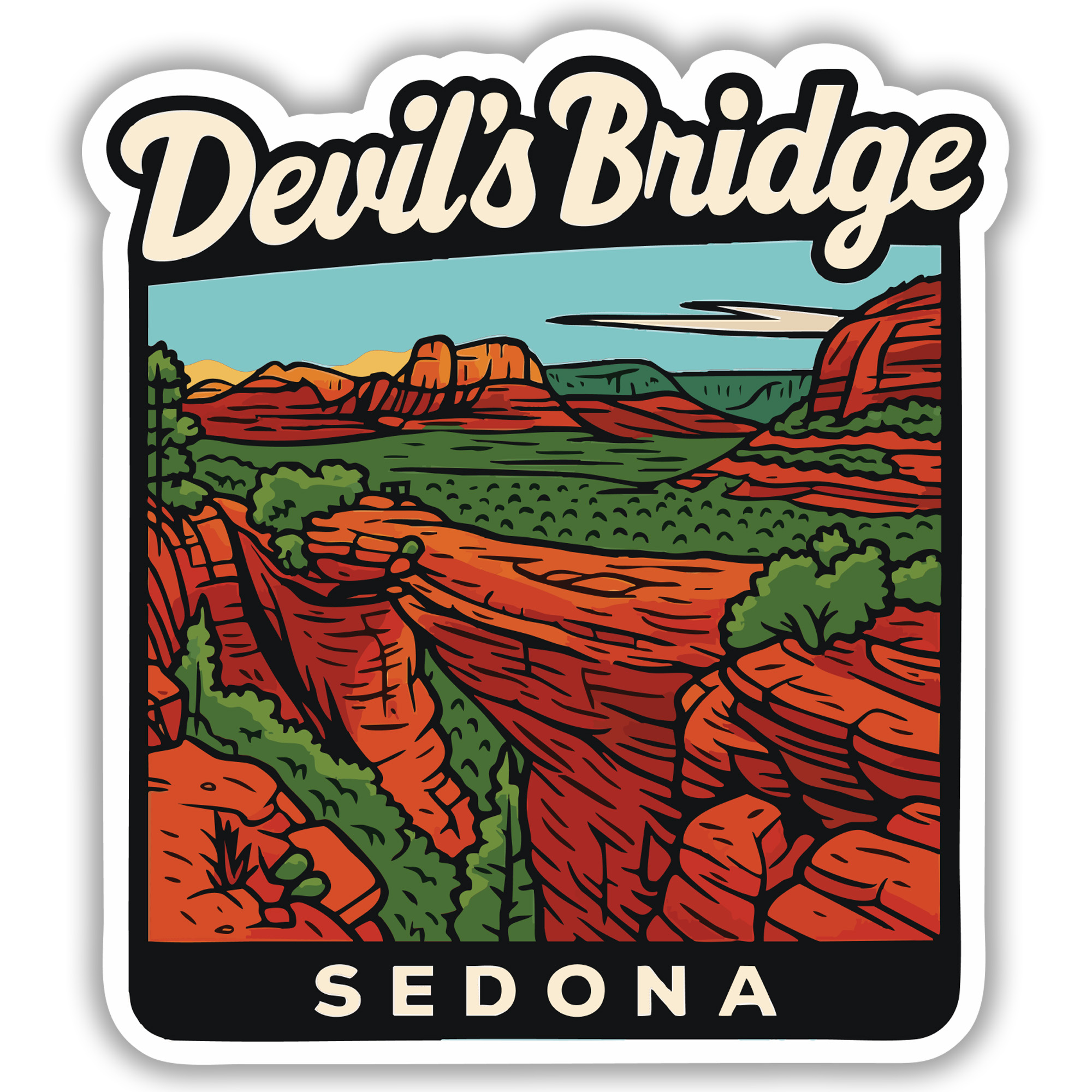 Sedona sticker featuring the view of Devils Bridge