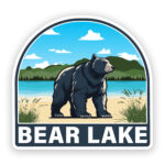 Bear Lake Sticker with Bear on Beach