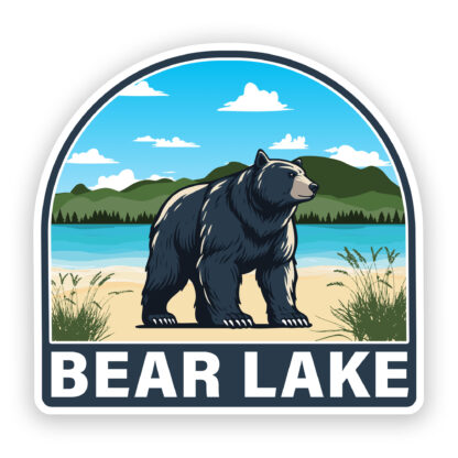 Bear Lake Sticker with Bear on Beach