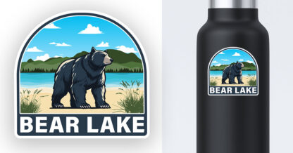 Bear Lake Sticker with Bear on Beach