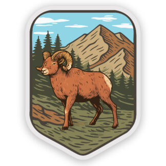 Big Horn Sheep Sticker in Mountains