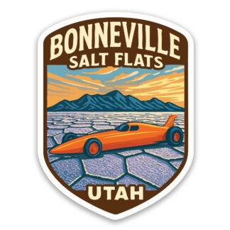 Bonneville Salt Flats sticker with race car