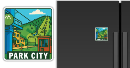 Park City Magnet of Town Lift, displayed on a refrigerator
