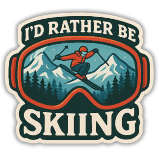 Sticker of ski goggles and the words "I'd rather be skiing"