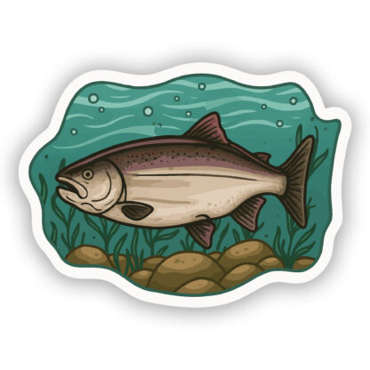 Salmon sticker in ocean