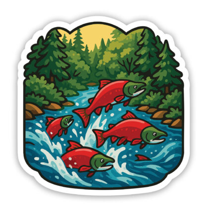 Salmon Sticker Running in River