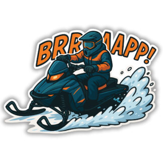 Sticker of snowmobile in action