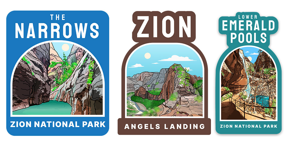 Zion National Park Sticker Bundle - 3 Pack - Voy Out