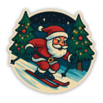 Santa Claus Skiing Sticker