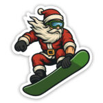 Santa Claus Snowboarding sticker