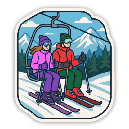ski lift stickers with skiers