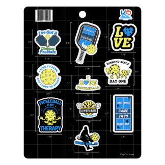 Funny Pickleball Stickers Sheet Blue