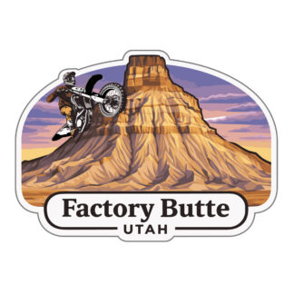 Factory Butte Utah Sticker with motorcycle
