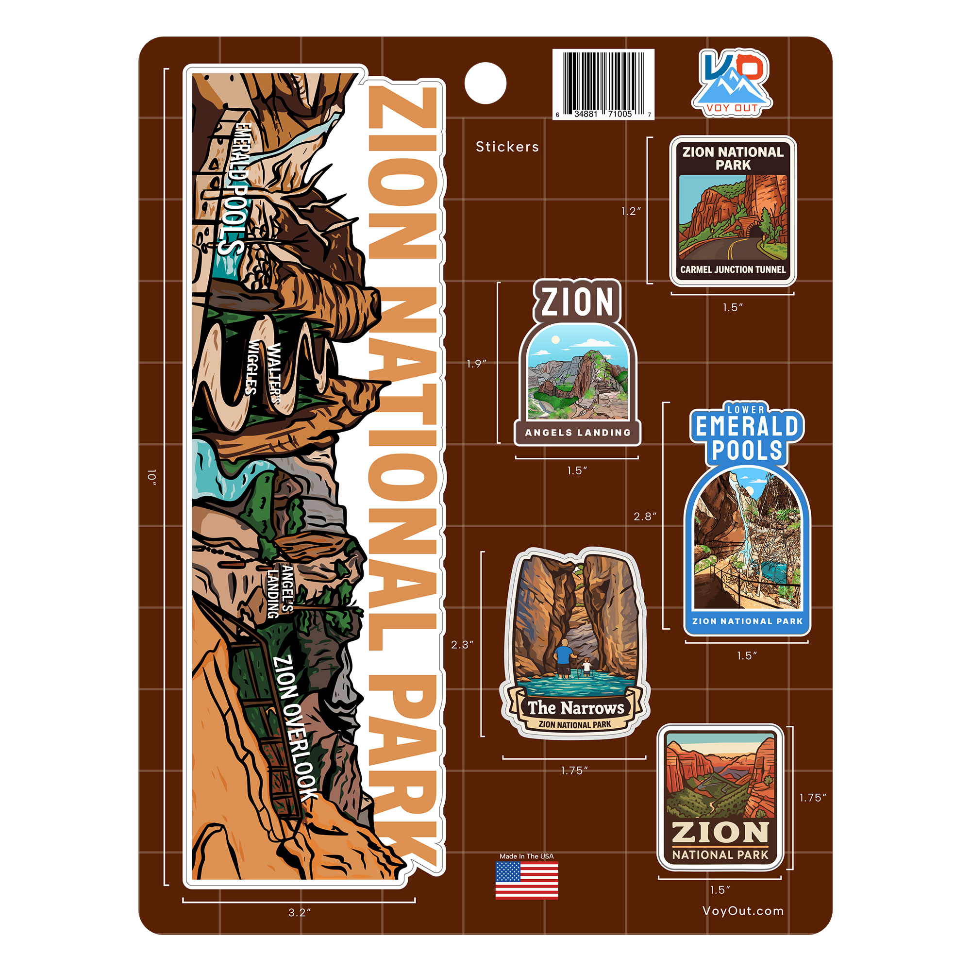 Zion National Park Sticker Sheet