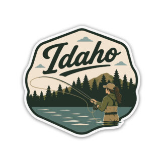 Idaho Fishing Sticker Woman