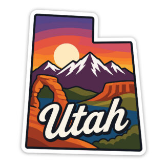 Utah State Shape Sticker with landscapes
