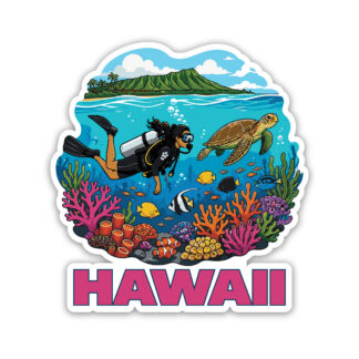 Hawaii Scuba Diving Girl Sticker