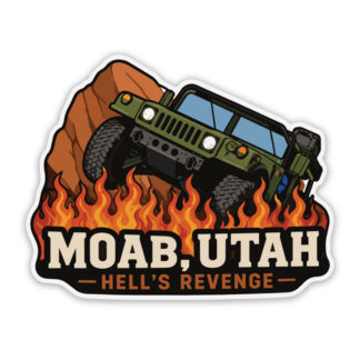 Hell's Revenge sticker humvee Moab Utah